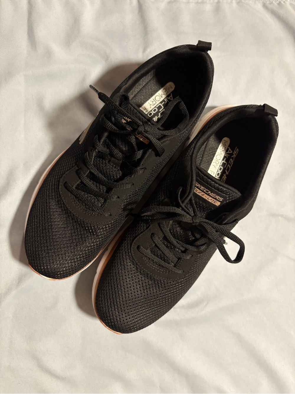 Skechers Men’s Black Mesh Lace-Up Sneakers with Accent Trim